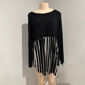 Black and White Striped Women's Top